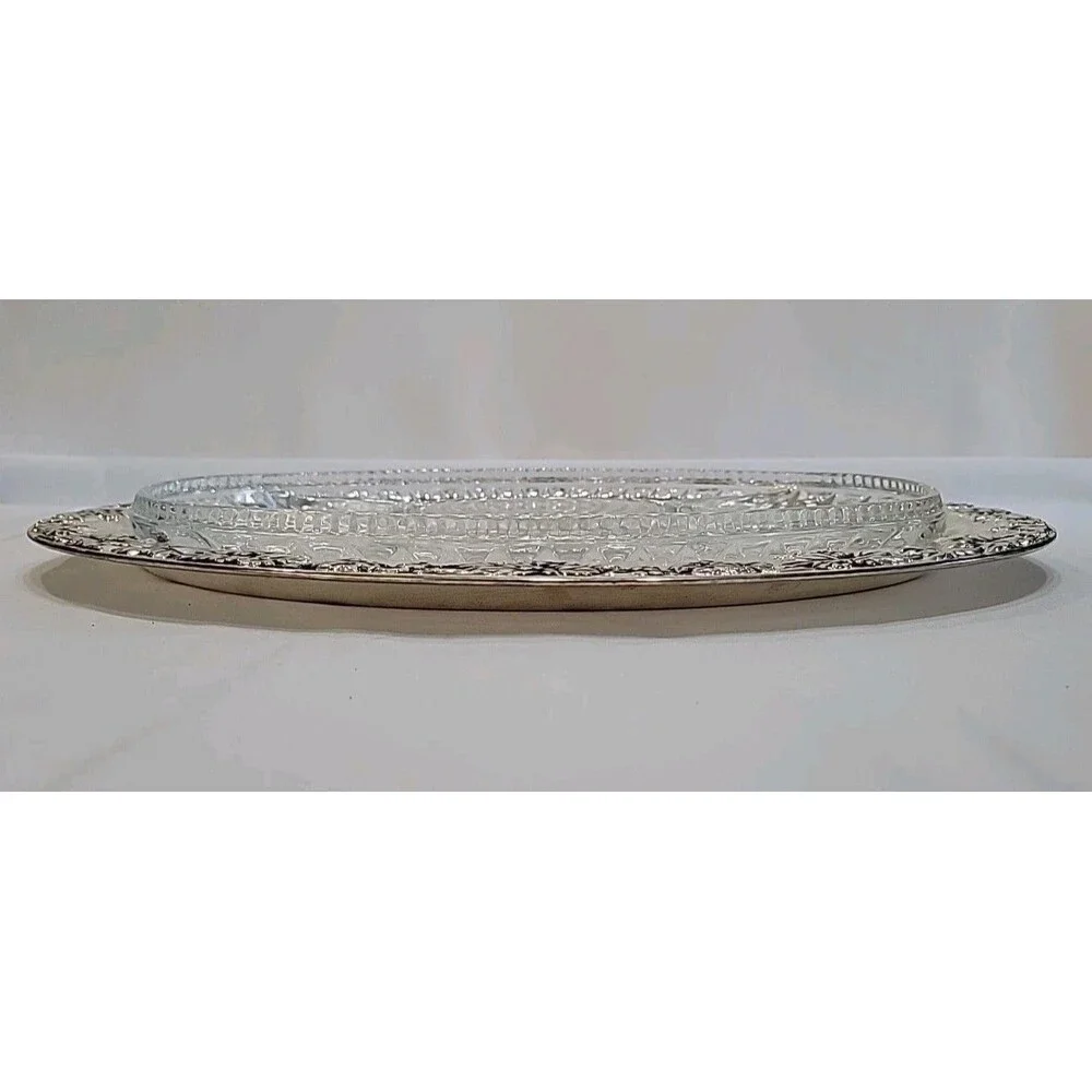 Vintage Godinger Paul Revere Silver Plated Grape Design Oval Relish Tray 6036